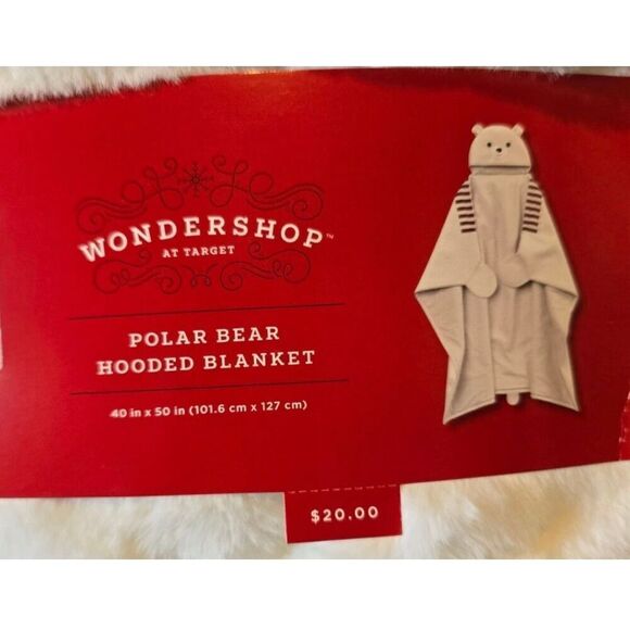 Snuggy Polar Bear Hooded Blanket 40" X 50" Faux Fur Shell Thumb Holes NWT - Picture 5 of 6